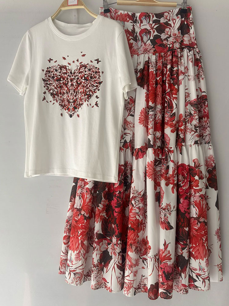 Midi Skirt Floral - Новый летний женский комплект 2026: топ